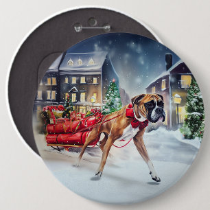 Boxer Christmas Festive Season 6 Cm Round Badge