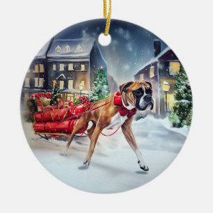Boxer Christmas Festive Season Ceramic Tree Decoration