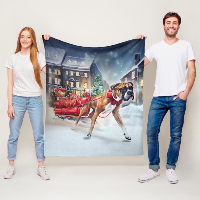 Boxer Christmas Festive Season Fleece Blanket (In Situ)