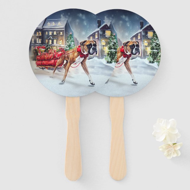Boxer Christmas Festive Season Hand Fan (Front and Back)