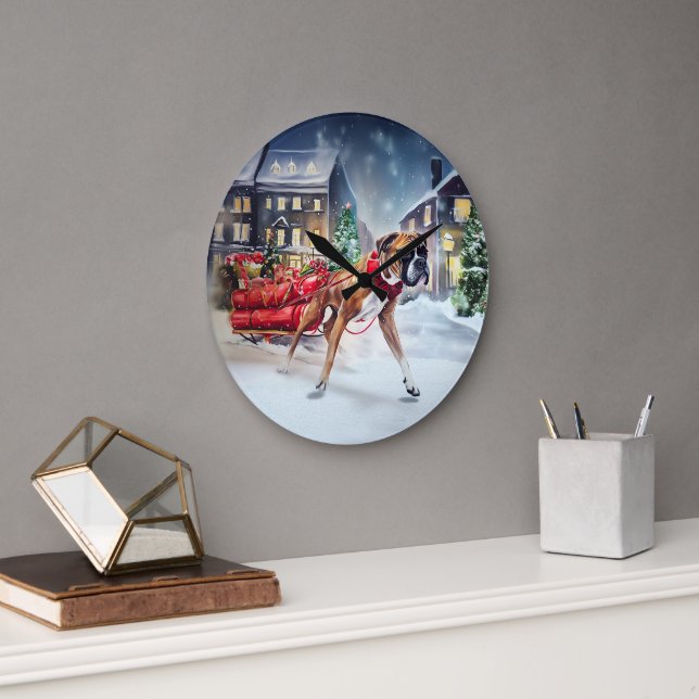 Boxer Christmas Festive Season Large Clock (Office)