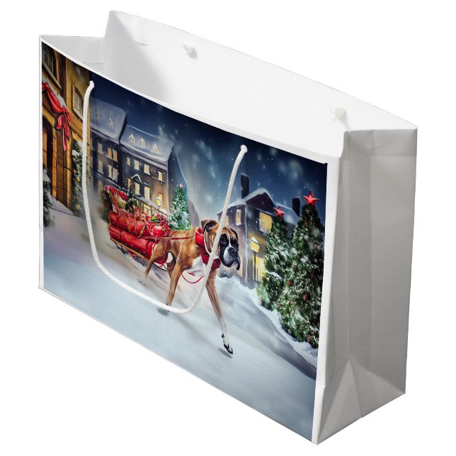 Boxer Christmas Festive Season Large Gift Bag (Front Angled)