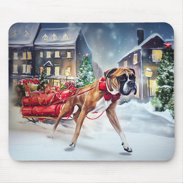 Boxer Christmas Festive Season Mouse Mat (Front)
