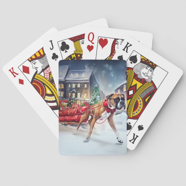 Boxer Christmas Festive Season Playing Cards (Back)