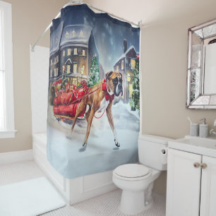 Boxer Christmas Festive Season Shower Curtain