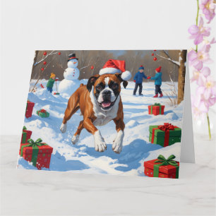 Boxer Christmas Festive Snow Scene Card