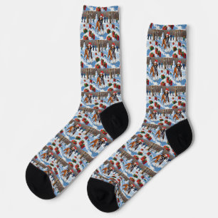 Boxer Christmas Festive Snow Scene Socks
