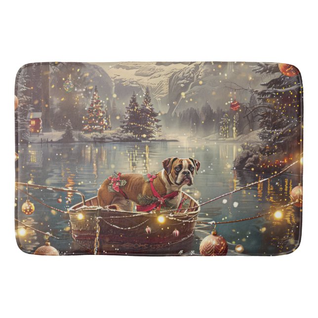 Boxer Christmas Festive Voyage Bath Mat (Front)