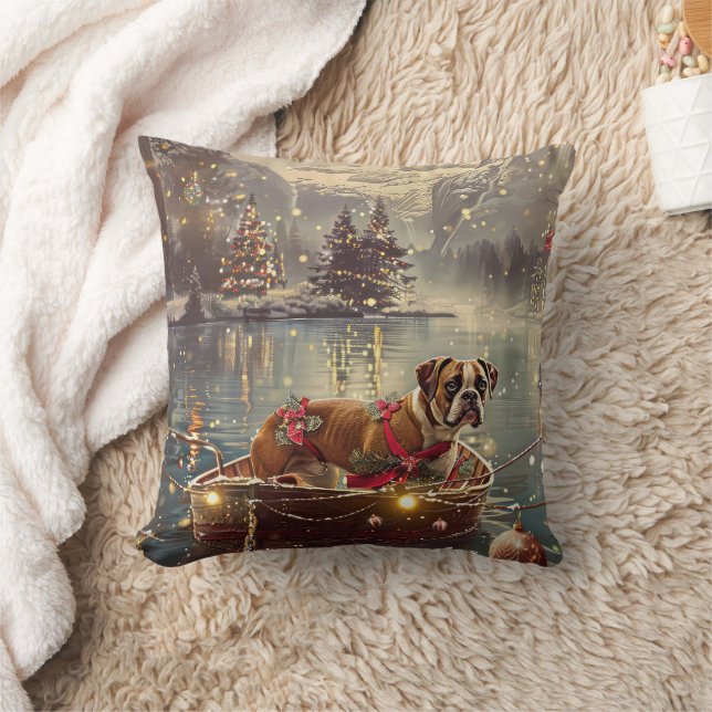 Boxer Christmas Festive Voyage Cushion (Blanket)