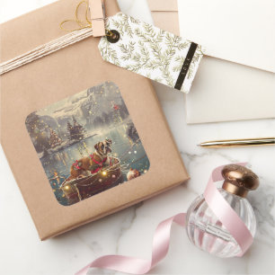 Boxer Christmas Festive Voyage Square Sticker