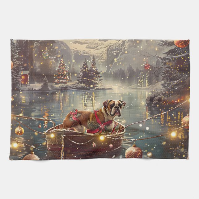 Boxer Christmas Festive Voyage Tea Towel (Horizontal)