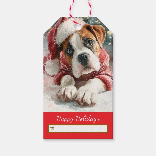 Boxer Christmas Gift Tag (Front)
