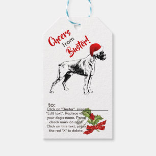 Boxer Christmas Holly Snowflake Personalise Gift Tags