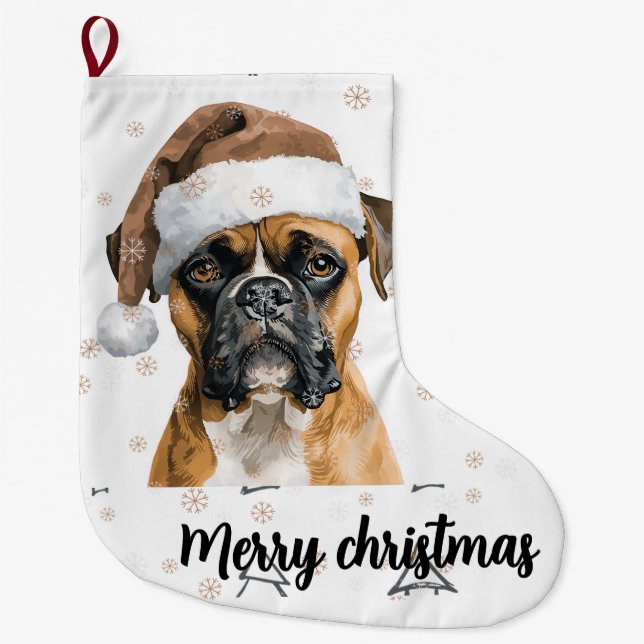 Boxer christmas large christmas stocking (Front)