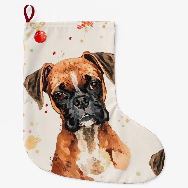 Boxer christmas large christmas stocking (Front)