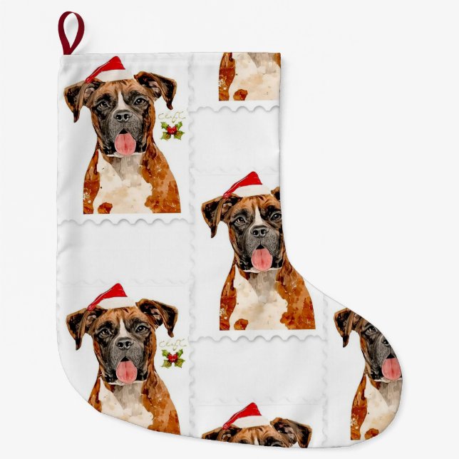 Boxer christmas large christmas stocking (Front)