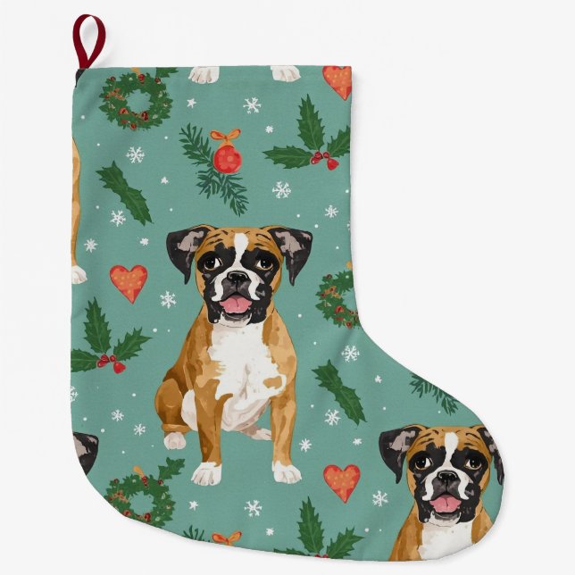 Boxer christmas large christmas stocking (Front)