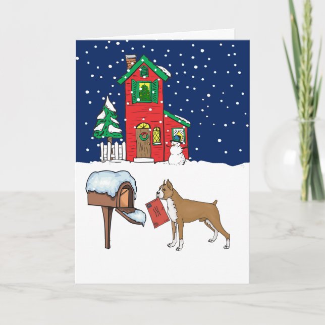 Boxer Christmas Mail Holiday Card (Front)