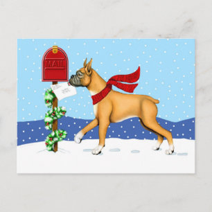 Boxer Christmas Mail Holiday Postcard