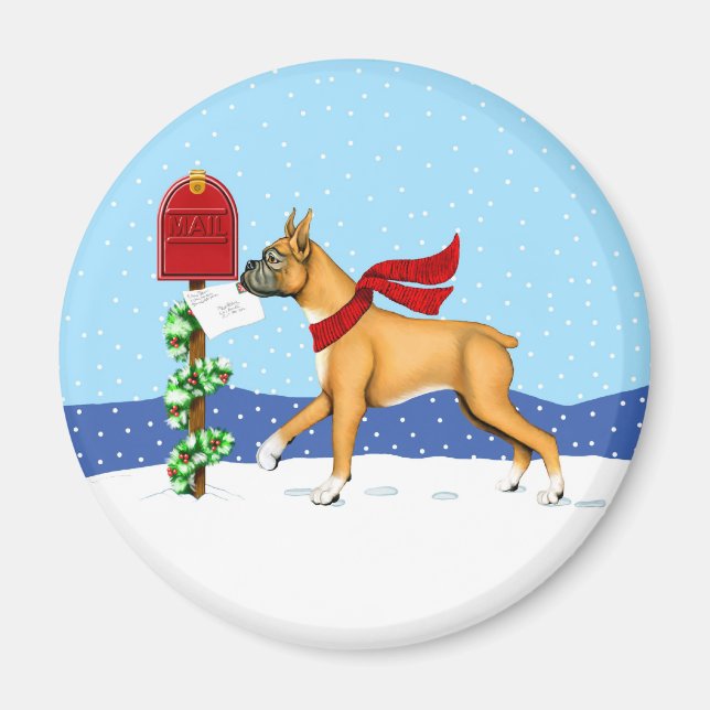 Boxer Christmas Mail Magnet (Front)