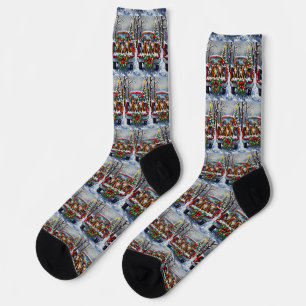 Boxer Christmas Red Truck Holiday Socks