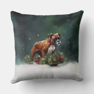 Boxer Christmas snow winter Cushion