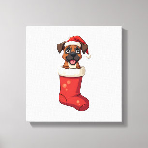 Boxer Christmas Stocking Canvas Print