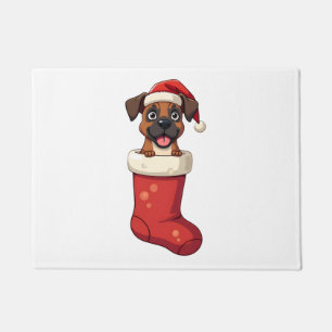 Boxer Christmas Stocking Doormat