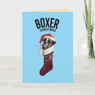 Boxer Christmas Stocking Holiday Card