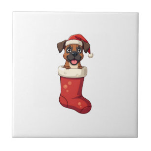 Boxer Christmas Stocking Tile