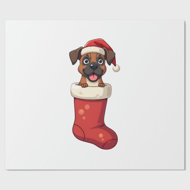 Boxer Christmas Stocking Wrapping Paper (Flat)