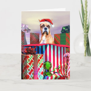 Boxer Christmas Surprise Holiday Card