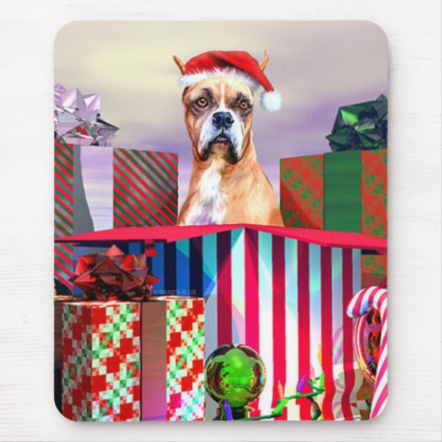 Boxer Christmas Surprise Mouse Mat (Front)