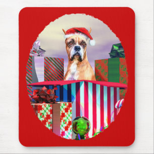Boxer Christmas Surprise Mouse Mat