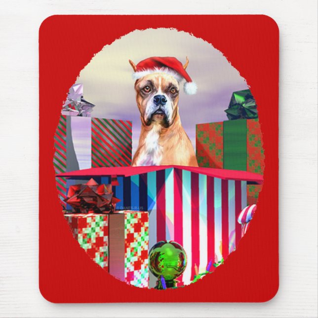 Boxer Christmas Surprise Mouse Mat (Front)