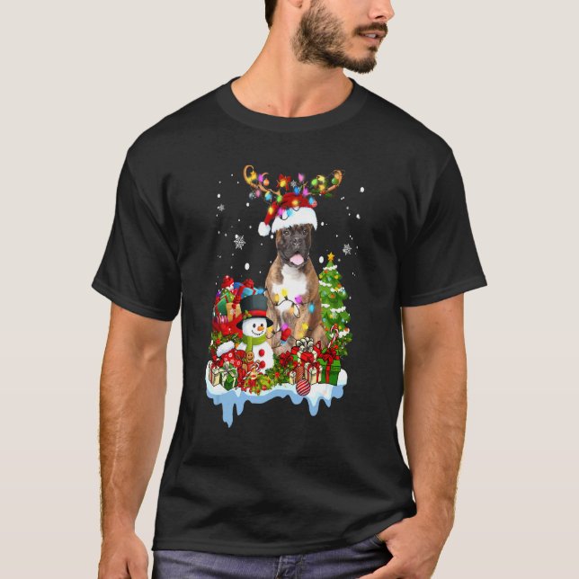 Boxer Christmas Tee Reindeer Christmas Lights Paja (Front)