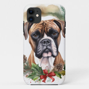 Boxer Christmas Wreath Festive Pup iPhone 11 Case