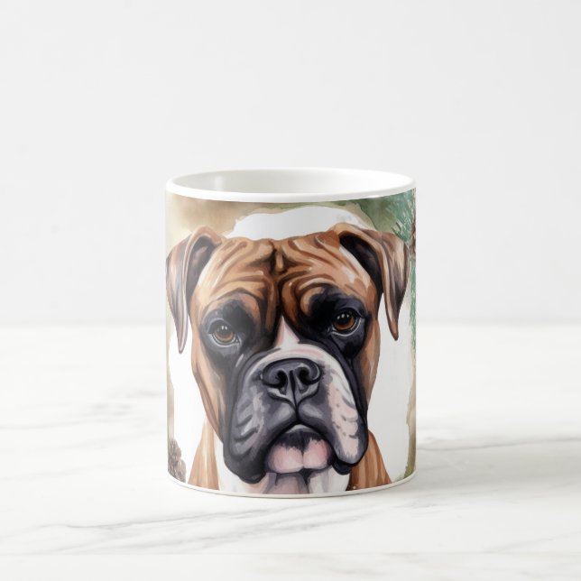 Boxer Christmas Wreath Festive Pup Coffee Mug (Center)