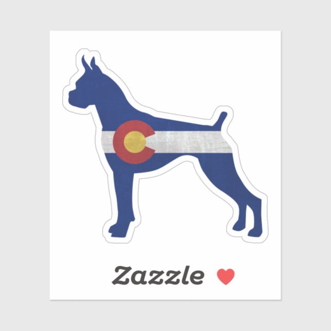 Boxer Cropped Ears Dog Silhouette Colorado Flag (Sheet)
