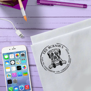 Boxer Custom Family Return Address Rubber Stamp