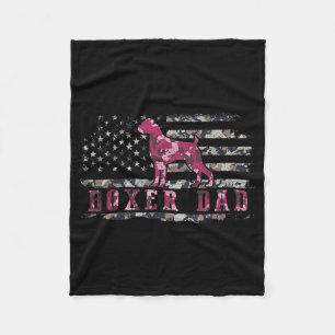 Boxer Dad Camo American Flag Camouflage USA Dog Fleece Blanket