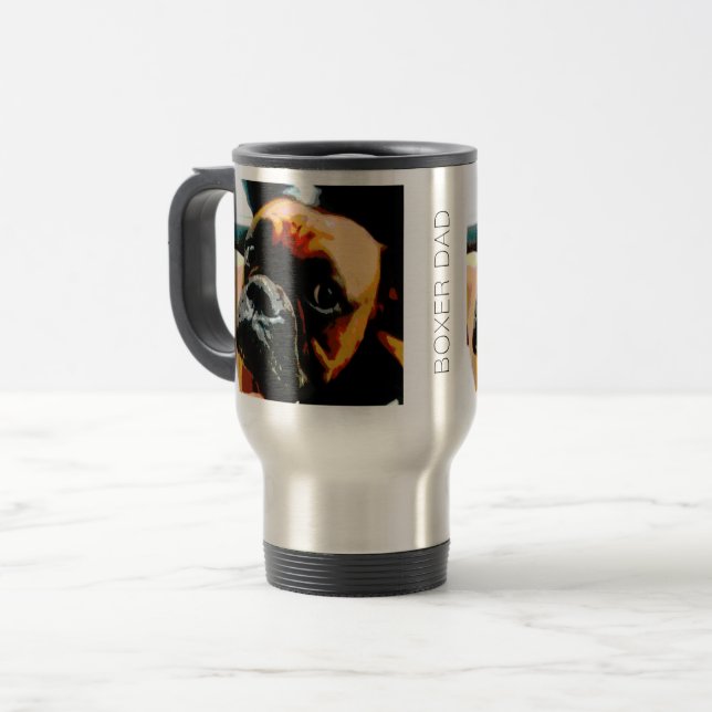 Boxer Dad Custom Dog Photo Travel Mug (Front Left)