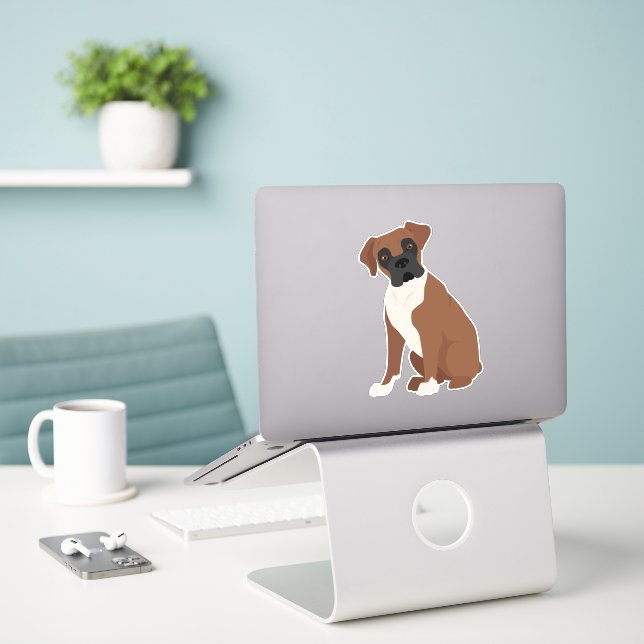 Boxer Dog (Laptop On Desk)