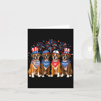 Boxer Dog 250 Years Aamerican 1776 2026 4th July Card