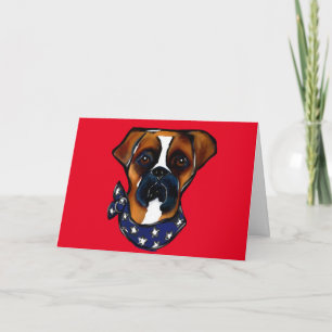 Boxer Dog 4th of July Card