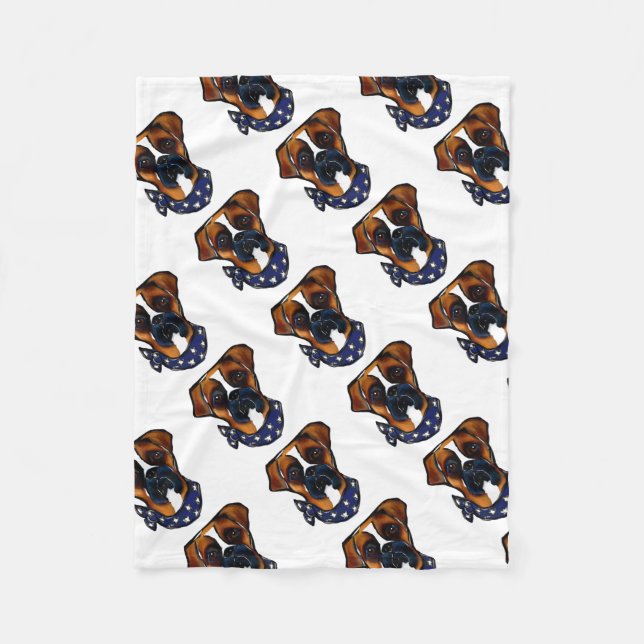 Boxer Dog 4th of July Fleece Blanket (Front)