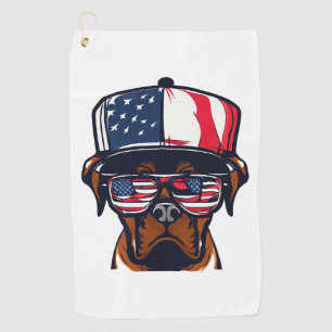Boxer Dog 4th of July Golf Towel