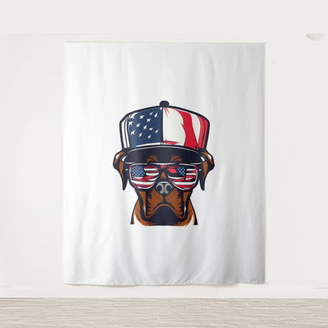Boxer Dog 4th of July Tapestry (Front)
