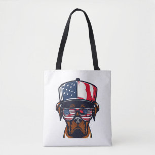 Boxer Dog 4th of July Tote Bag