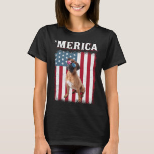 Boxer Dog American Flag Dog 4th Of July T-Shirt